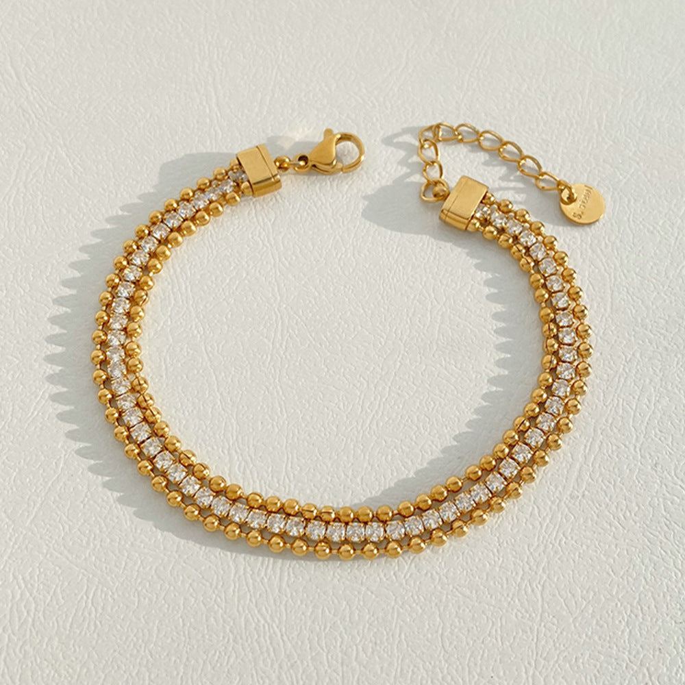 Pulsera de malla con hilera de cristal
