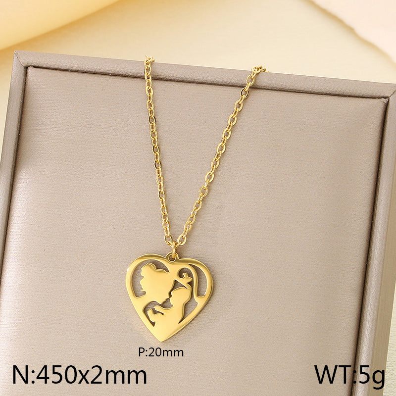 Collar de corazon con mamá y bebé