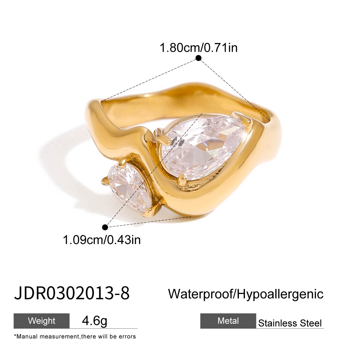 Anillo con cristales de gota incrustados