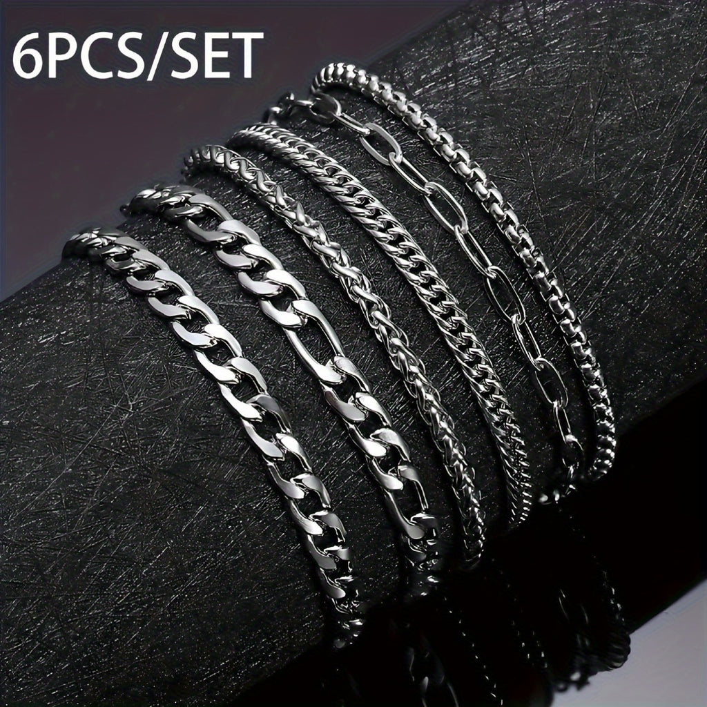 Juego de 6 pulseras plateadas