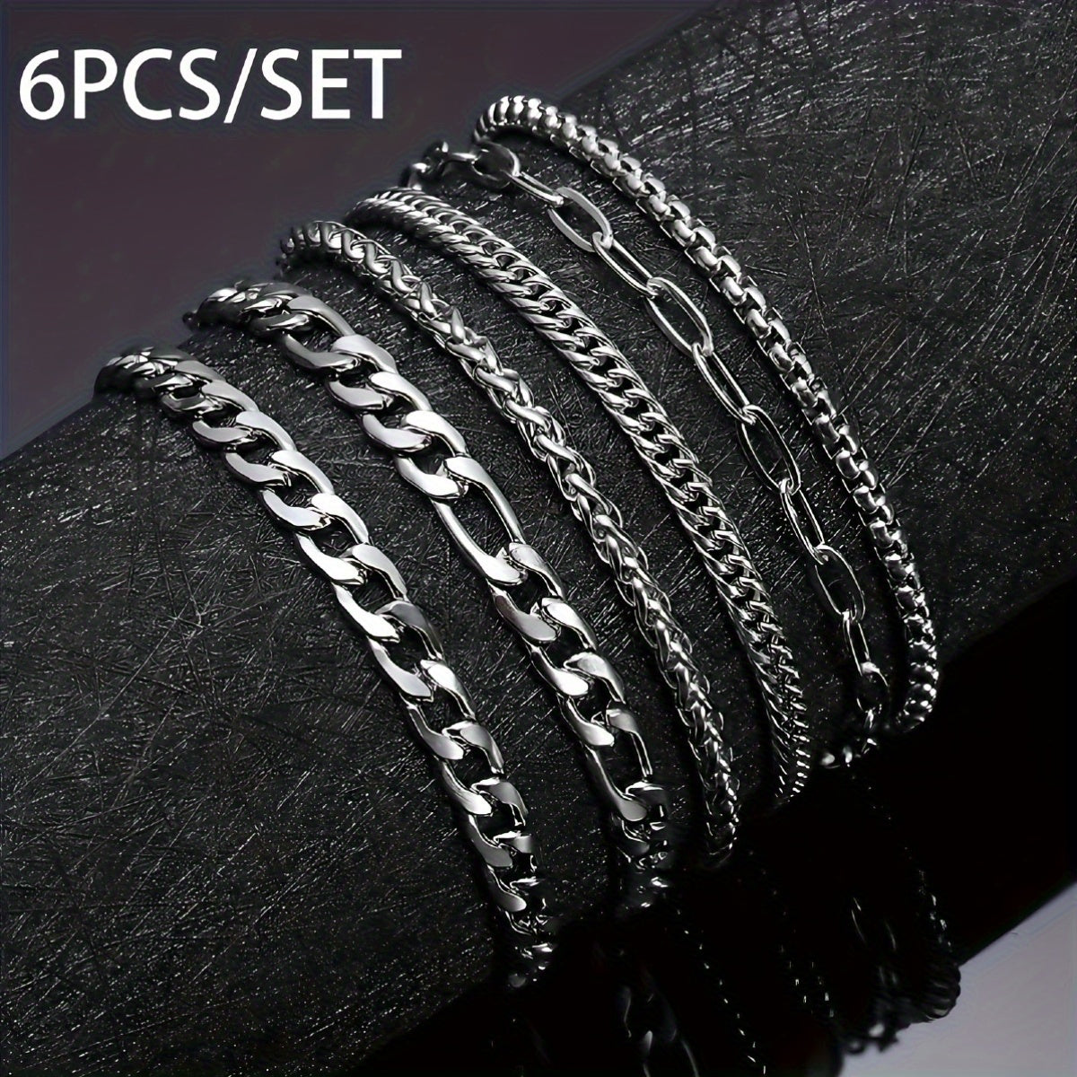 Juego de 6 pulseras plateadas