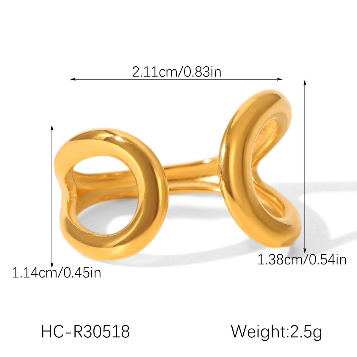 Set de brazalete y anillo abierto (2 piezas) - Ajustable