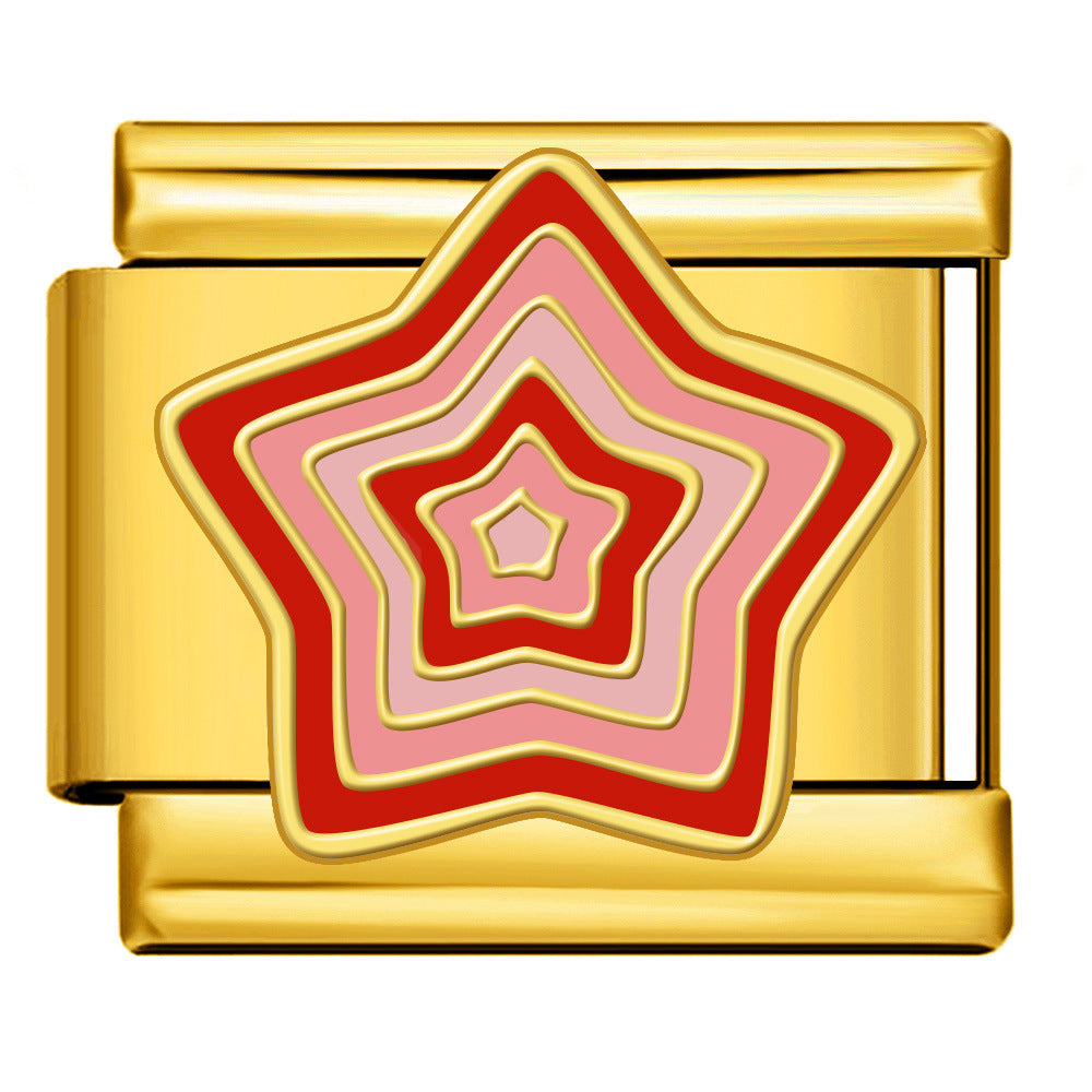 Charm - Estrella rosa con rojo