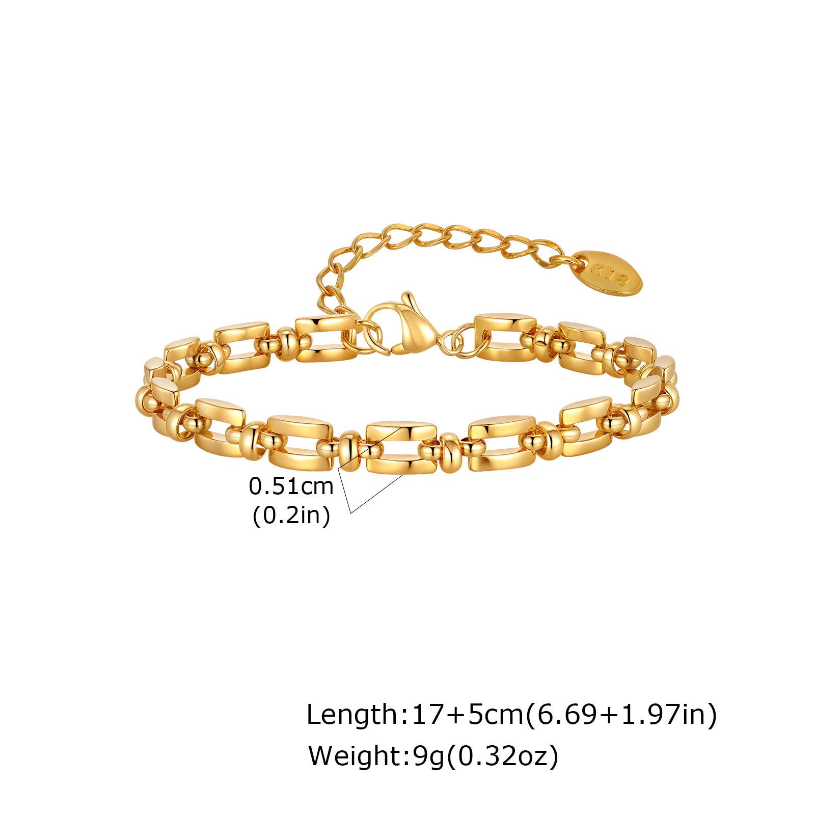 Brazalete de eslabones cuadrados