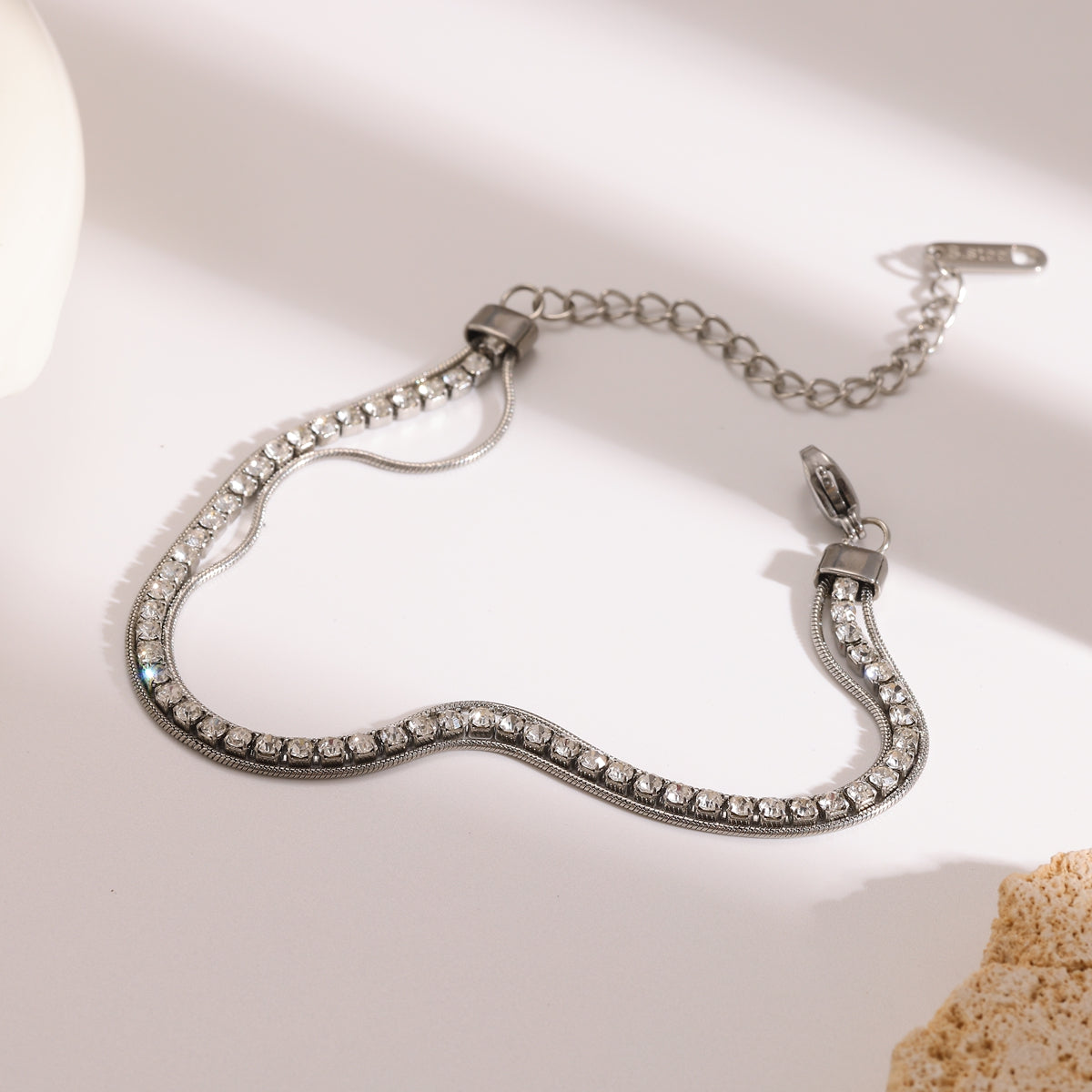 Pulsera triple estilo tenis - Plateado