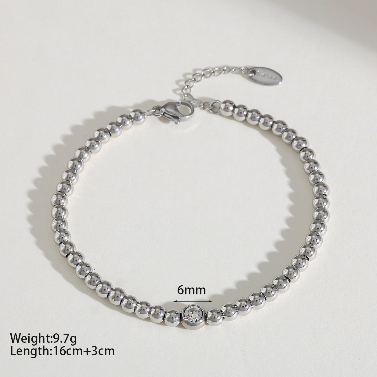 Pulsera de balines con punto de luz - Plateado
