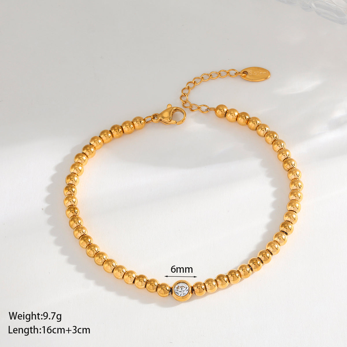 Pulsera de balines con punto de luz - Dorado