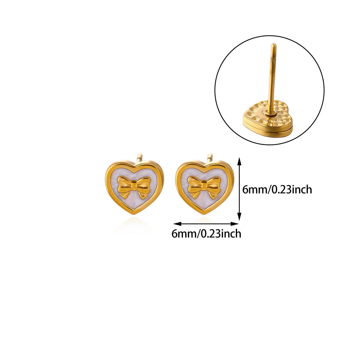 Zarcillos corazon con lazo dorado