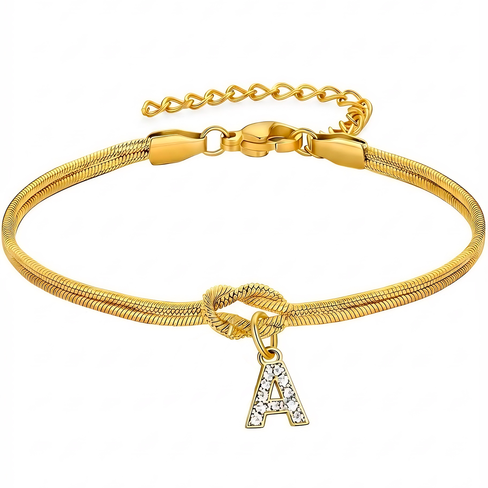 Pulsera nudo con Inicial de circones