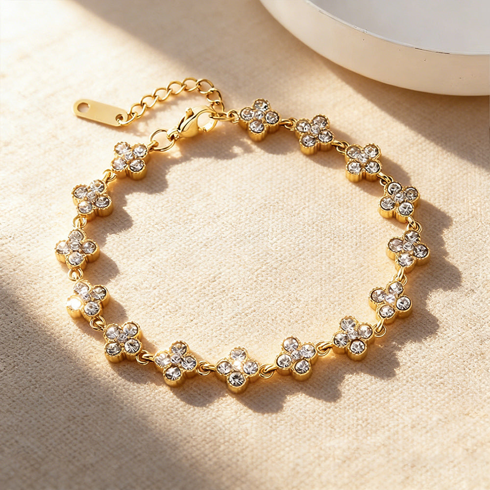 Pulsera clover con cristales