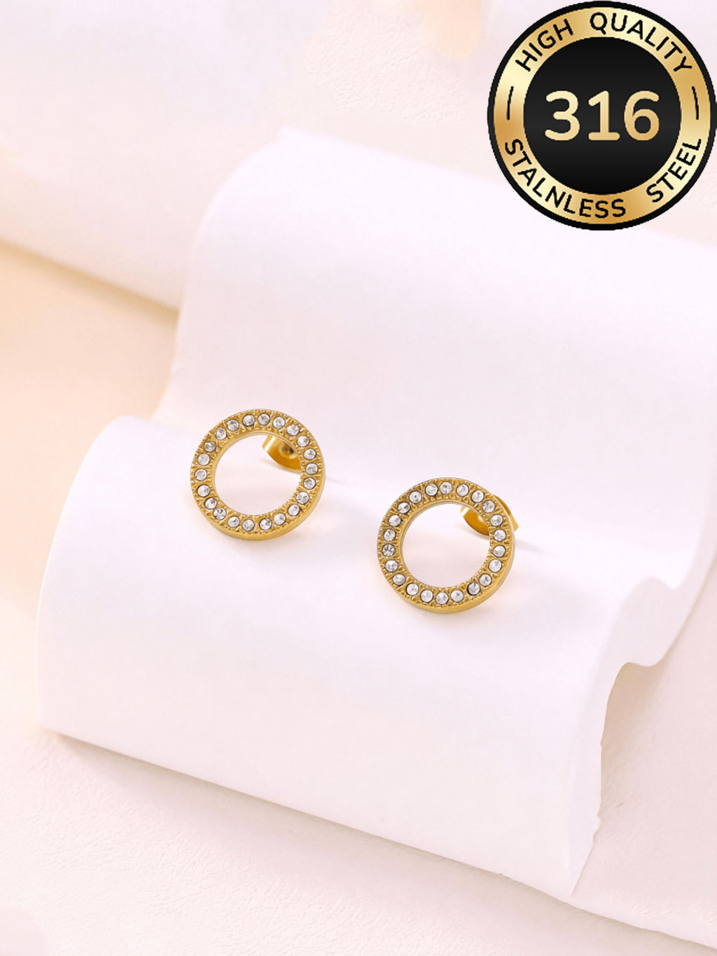Zarcillos de aro con circones (316L)