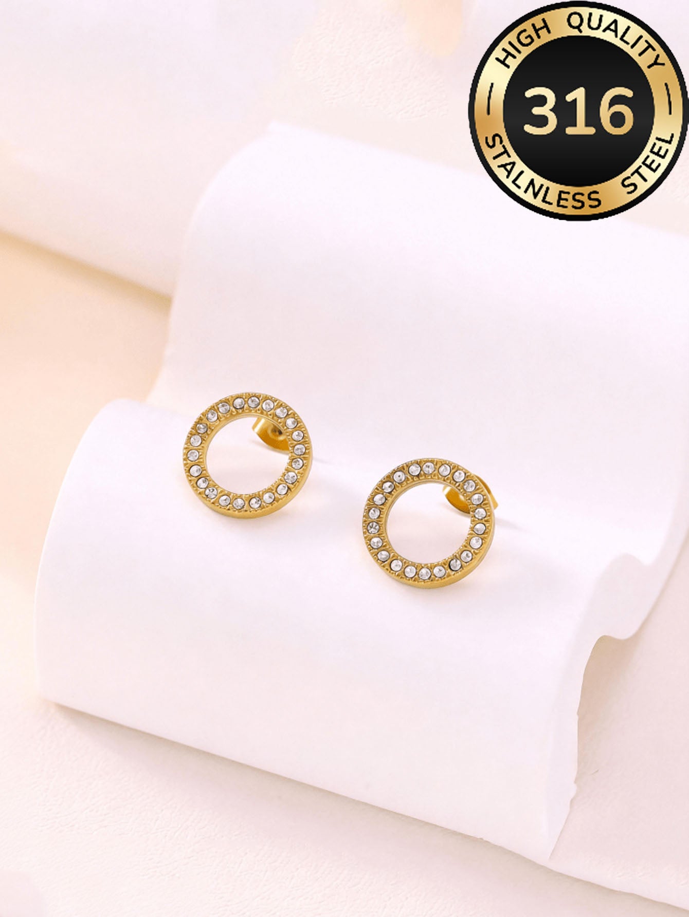 Zarcillos de aro con circones (316L)