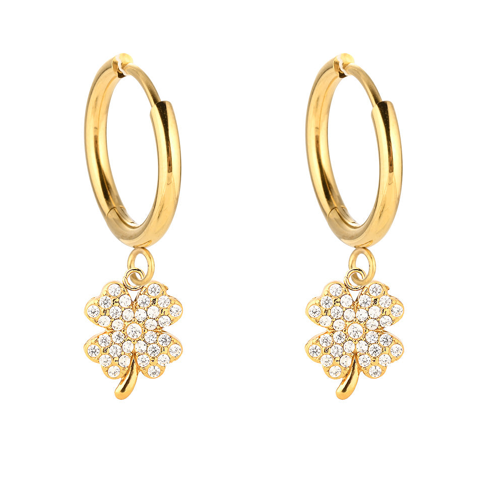 Argollas de trebol colgante