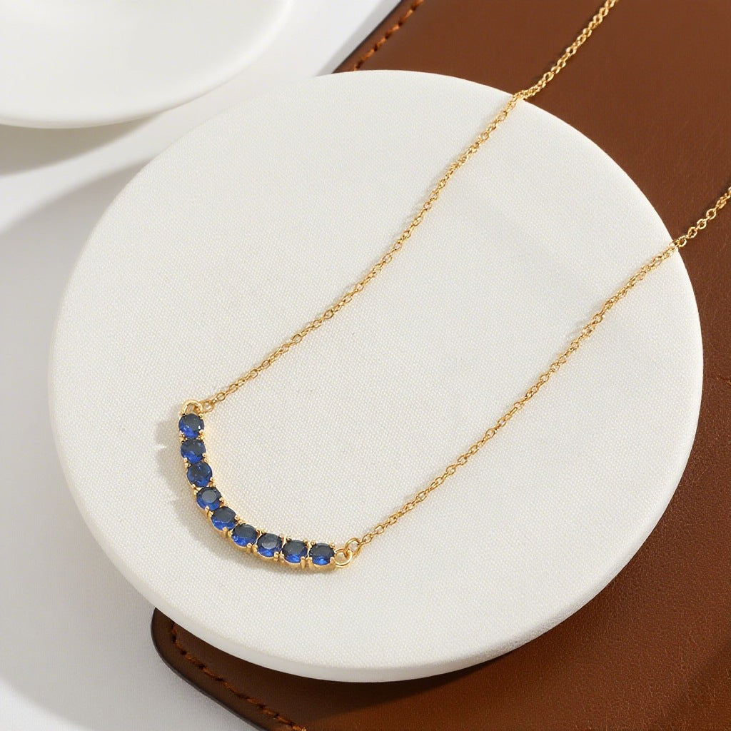 Collar de hilera corta estilo tenis - Azul