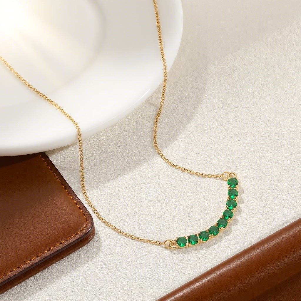 Collar de hilera corta estilo tenis - Verde