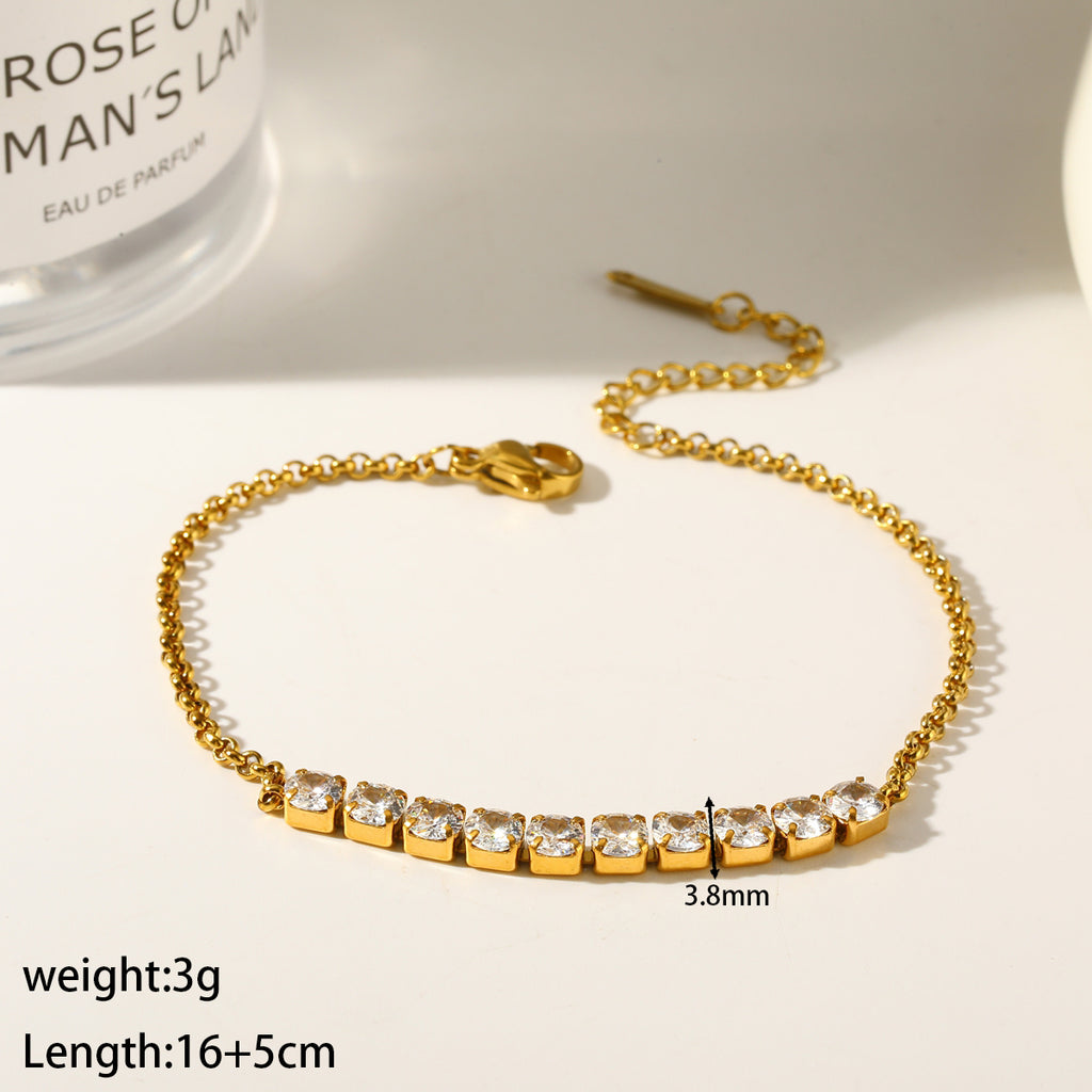 Pulsera de hilera corta estilo tenis 3.8mm