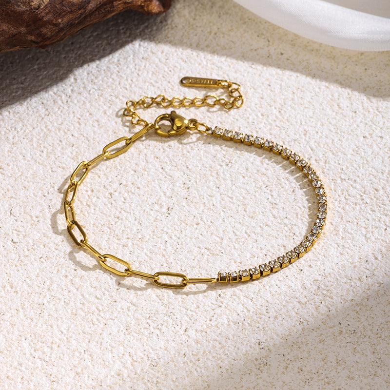 Pulsera mixta Eslabones + Tenis | Transparente