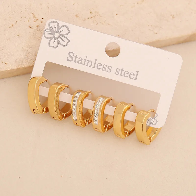 Set de 3 pares de zarcillos rombo