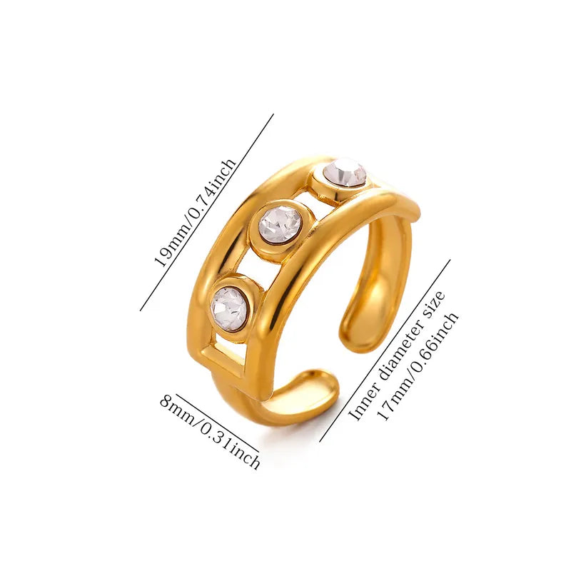 Anillo abierto de triple cristal - Talla única