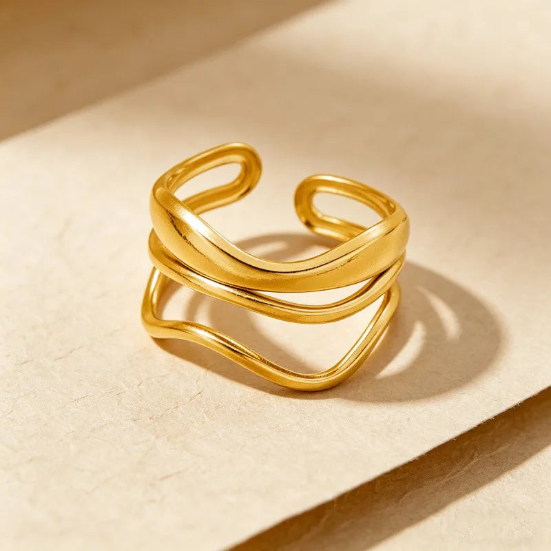 Anillo triple ondulado - Ajustable