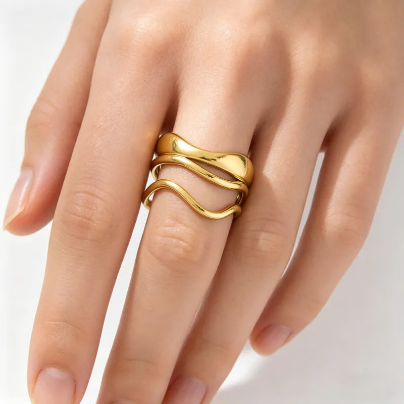 Anillo triple ondulado - Ajustable