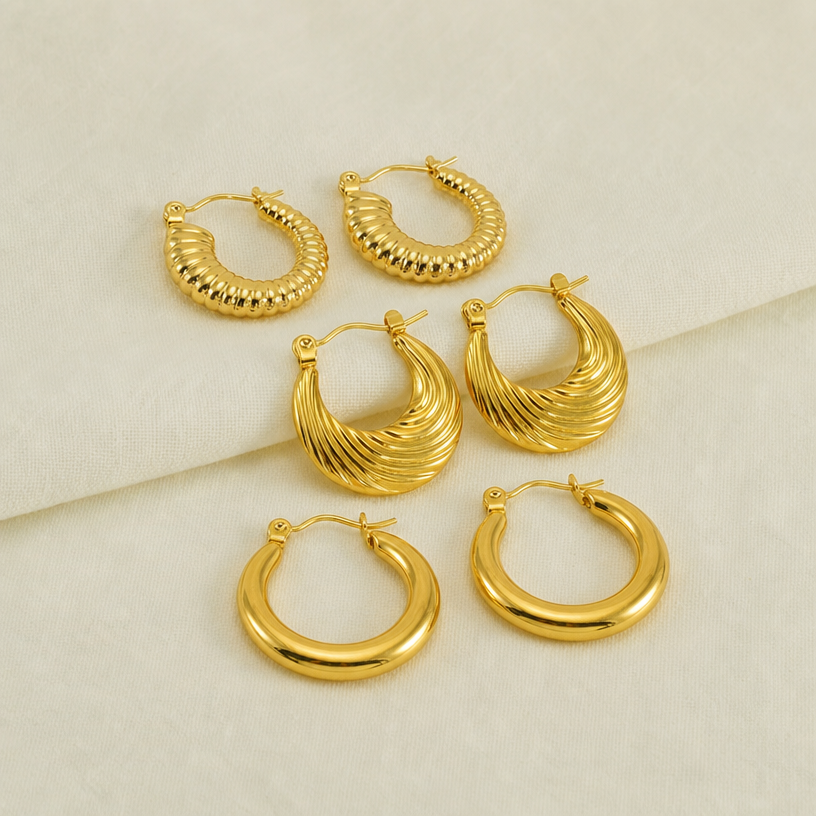 Kit de 3 pares de argollas clasicas