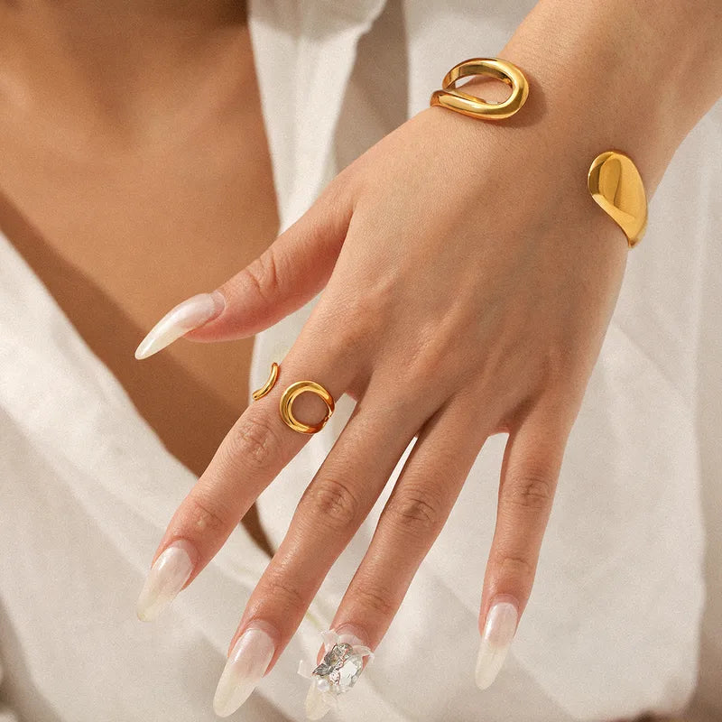 Set de brazalete y anillo abierto (2 piezas) - Ajustable