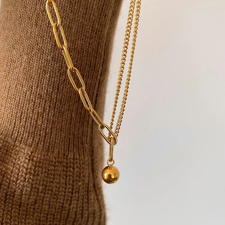 Cadena mixta con dije de balin