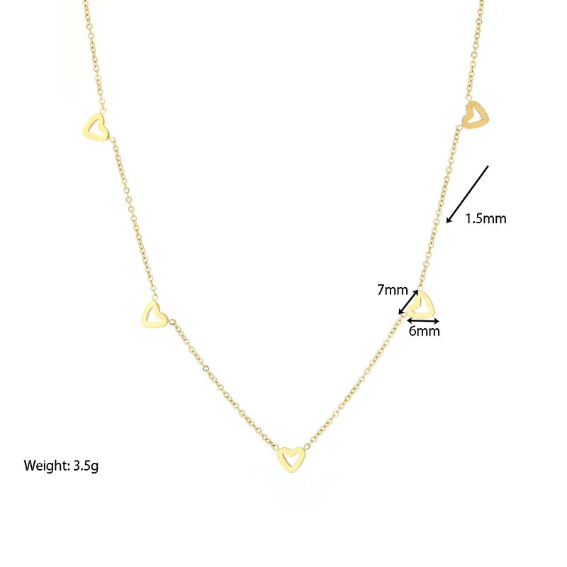 Collar con dijes de contorno de corazon - Plateado