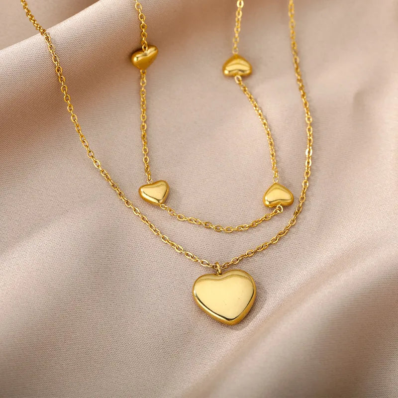 Set de collar + anillo de corazon (2 prendas)