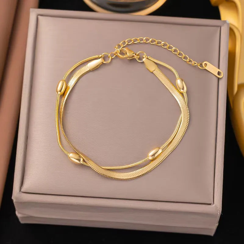 Pulsera doble de cuentas + serpiente