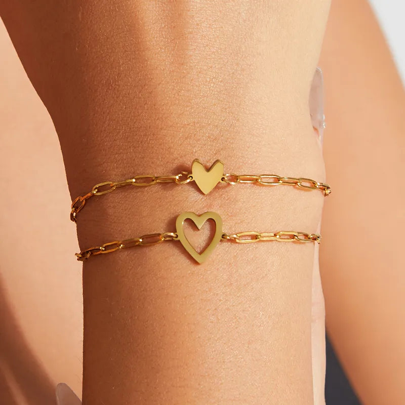 Set de 2 pulseras de corazon - Dorado