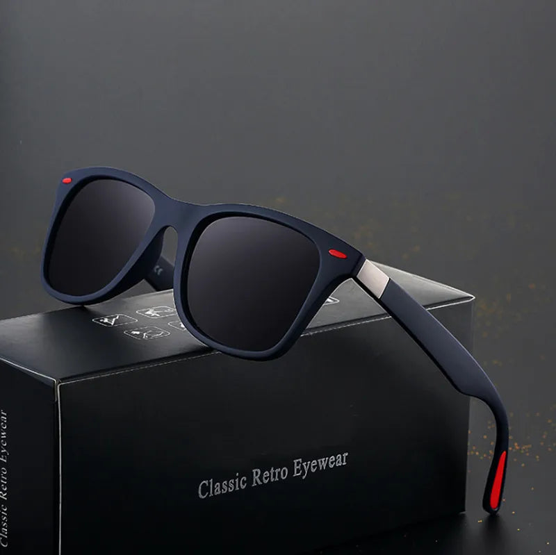 Gafas de sol cuadradas para hombre - Azul con rojo