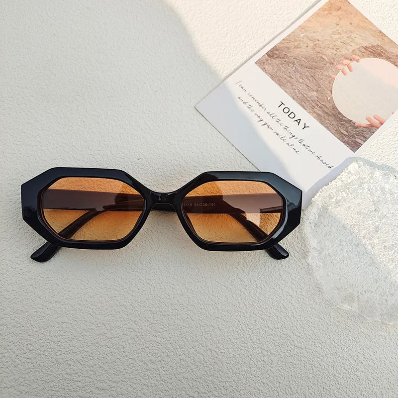 Gafas hexagonales - Negro con naranja