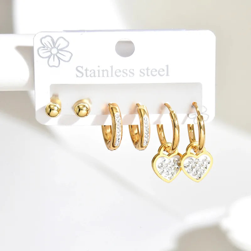 Set de 3 pares de zarcillos - Cristales blancos
