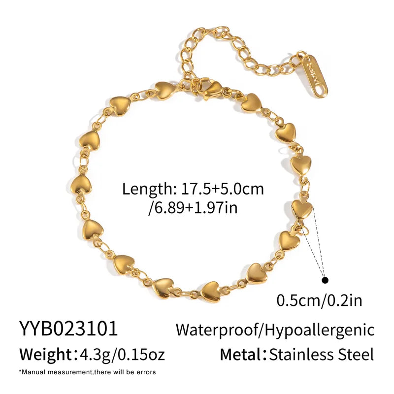 Pulsera de corazones enlazados