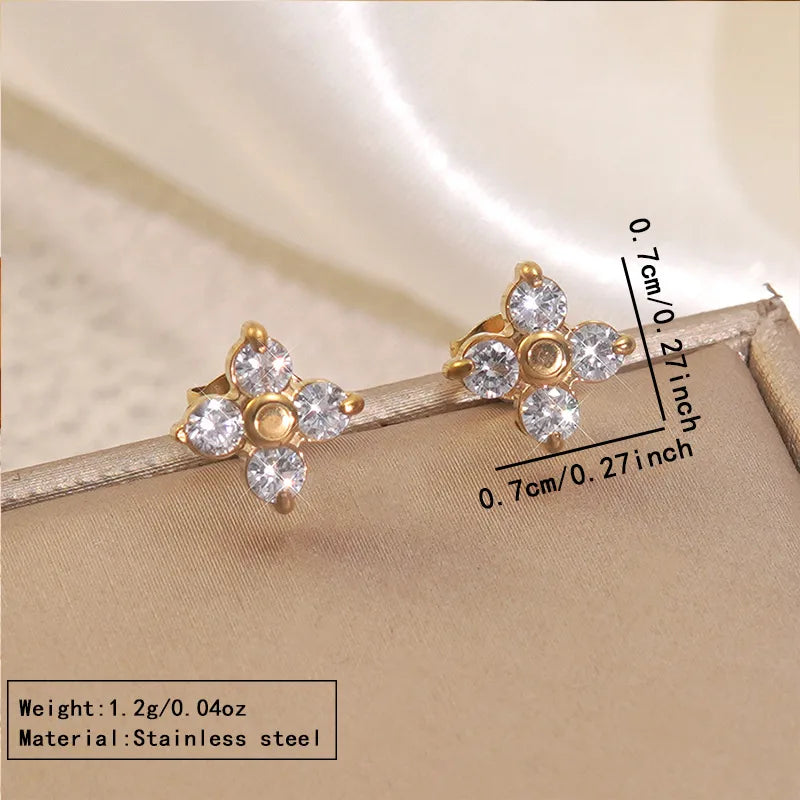 Mini aros con flor de 4 petalos