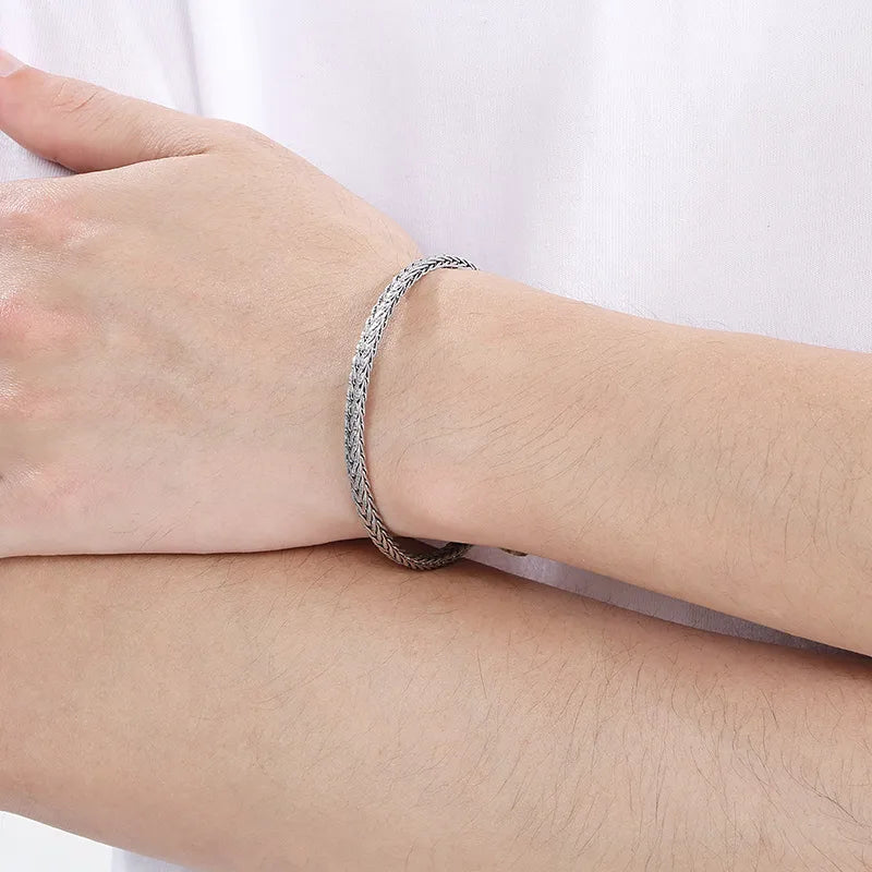 Brazalete tejido franco - Plateado