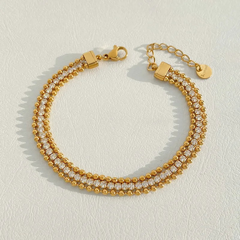 Pulsera triple estilo tenis - Dorado