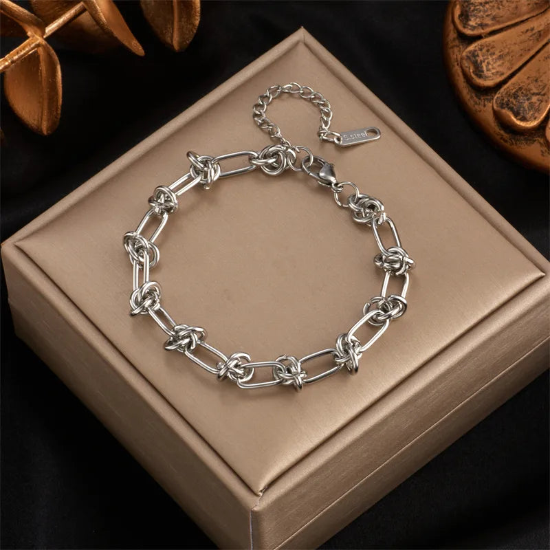 Pulsera de eslabones con nudo - Plateado