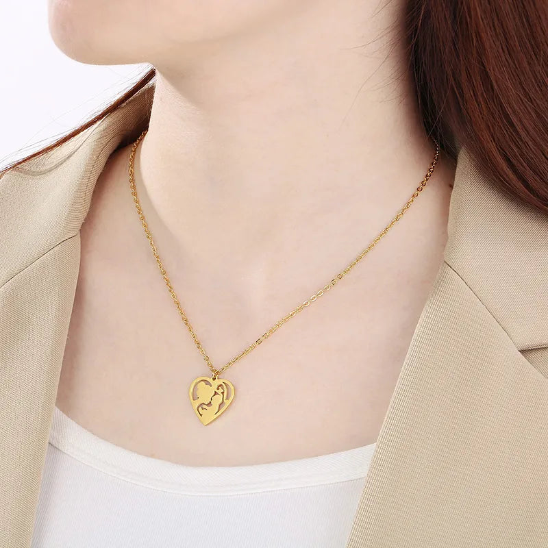 Collar de corazon con mamá y bebé