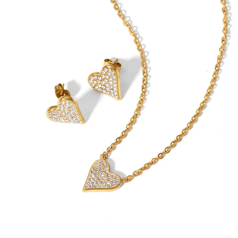 Set de corazon con circones (2 piezas)