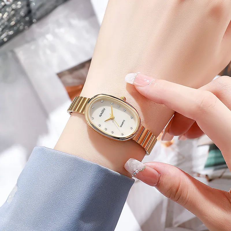 Reloj Naidu de correa acanalada - Dorado