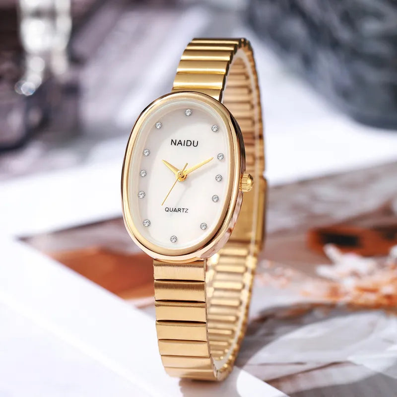 Reloj Naidu de correa acanalada - Dorado