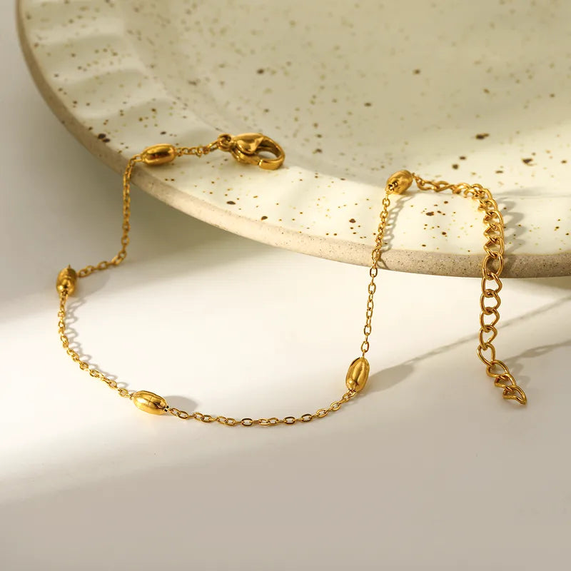 Pulsera basica de cuentas ovaladas - Dorado