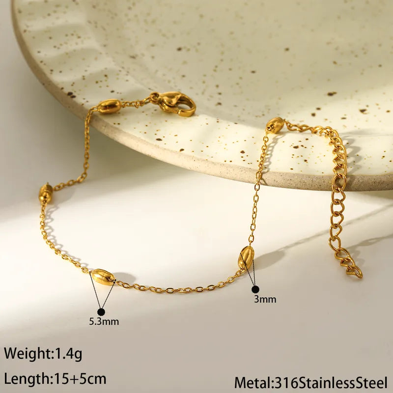 Pulsera basica de cuentas ovaladas - Dorado