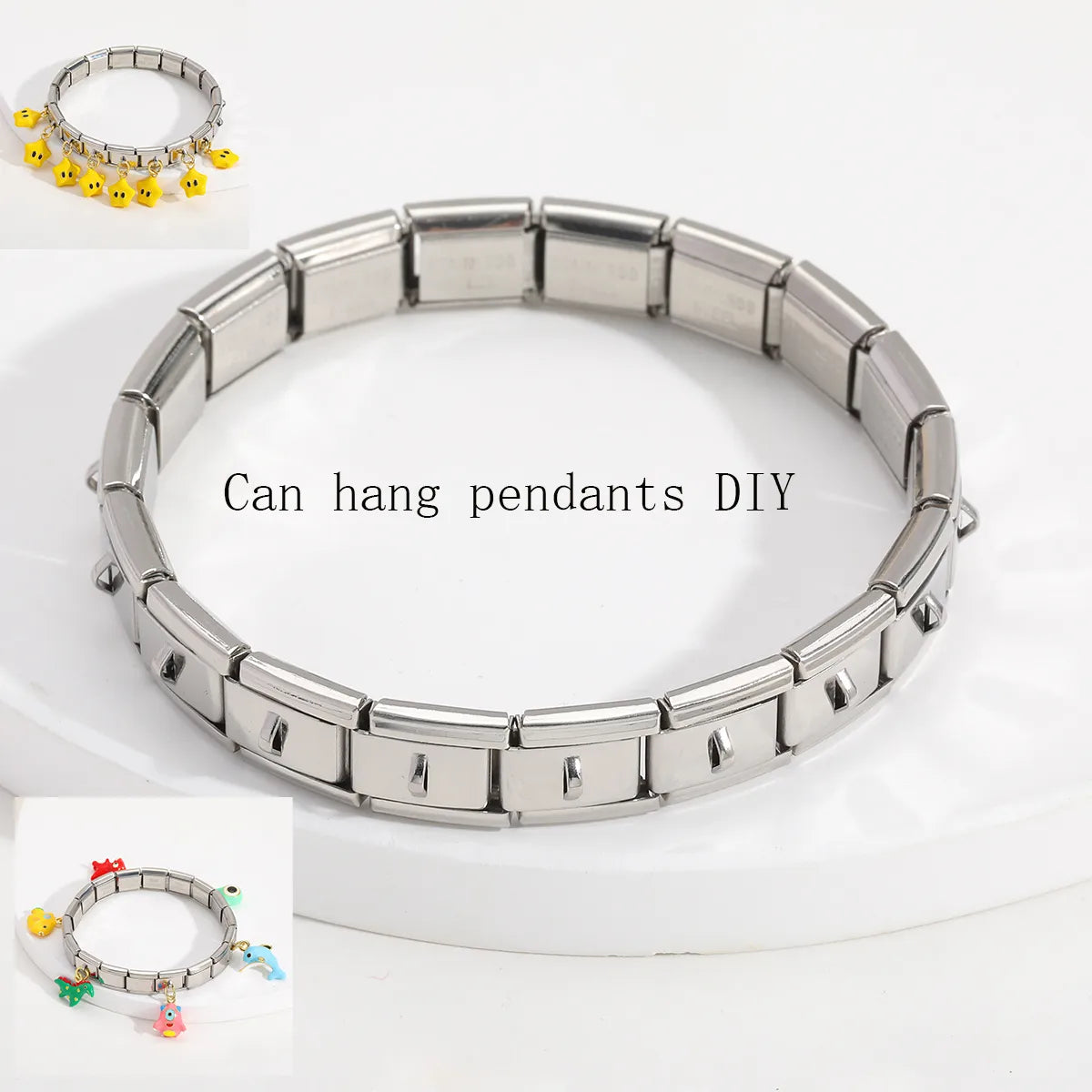 Brazalete italiano de base para charms colagantes - Plateado