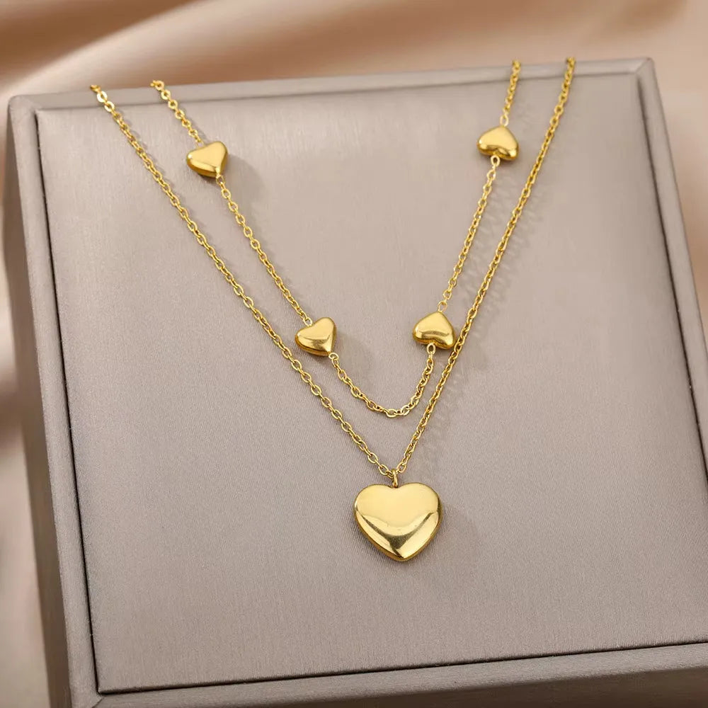 Cadena doble de corazones