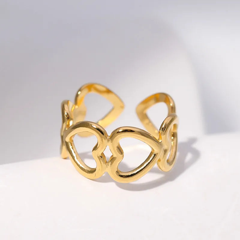 Anillo de eslabones de corazon - Ajustable