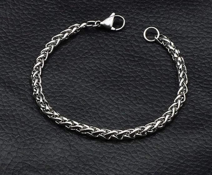 Brazalete tejido espiga plateado